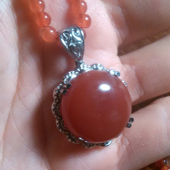 Red Onyx and Red Quartzite Beaded Stainless Steel Necklace - Picture 11 of 11